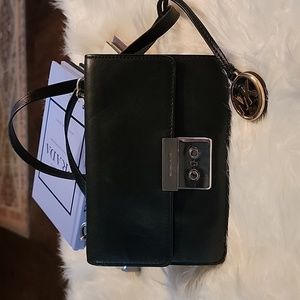 Michael Kors Sloan Gusset Black Leather Crossbody Bag